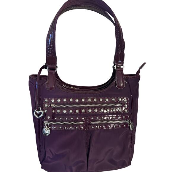 Brighton Handbags - The BRIGHTON Collection “Campbell” Plum double straps shoulder bag BRANDED